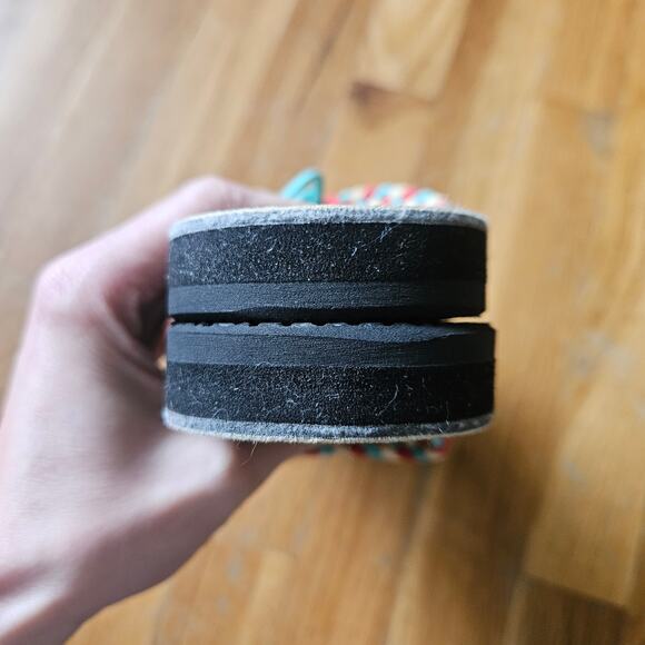 Plaka Sandals Size 9 Blue Red Handwoven Braided Strappy Beach Boho Oceanside - Picture 4 of 12